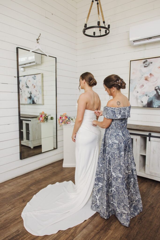 bride getting ready at Morgan Creek Barn wedding