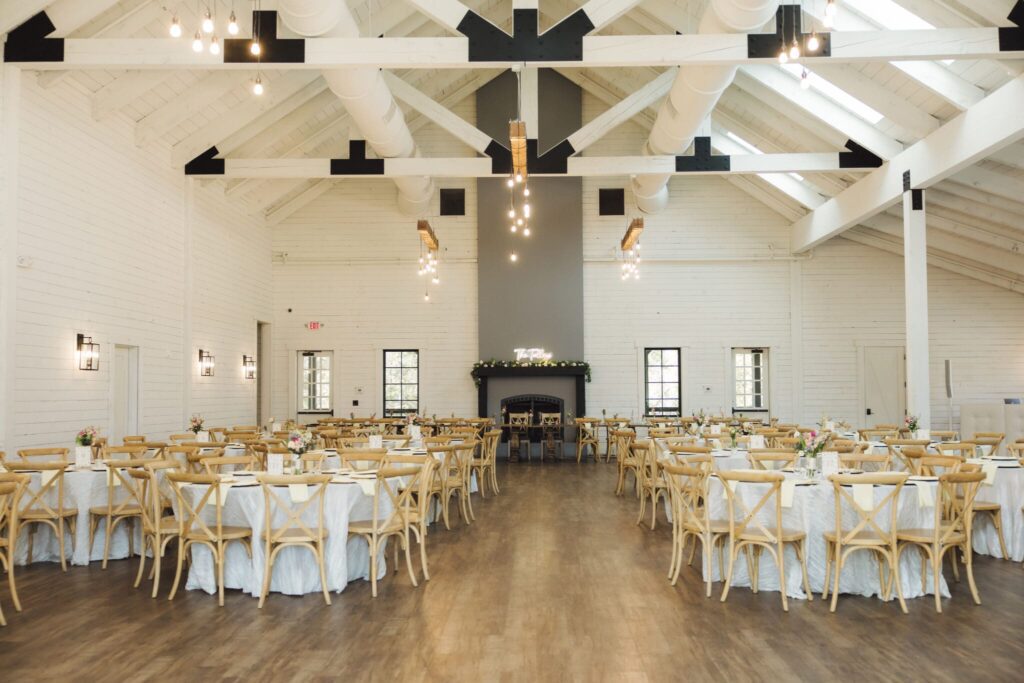 wedding reception hall at Morgan Creek Barn